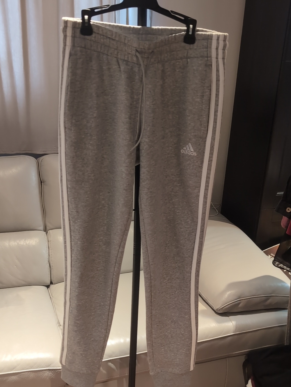 adidas Grey Sweatpants with White Side Stripes